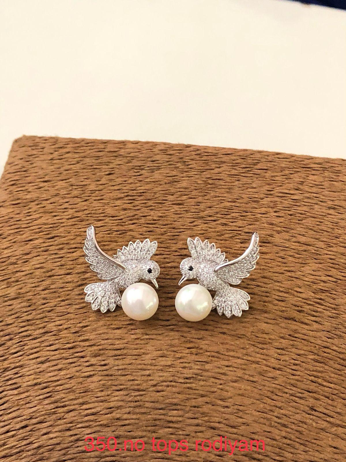 Pearl Flight Crystal Stud Earrings