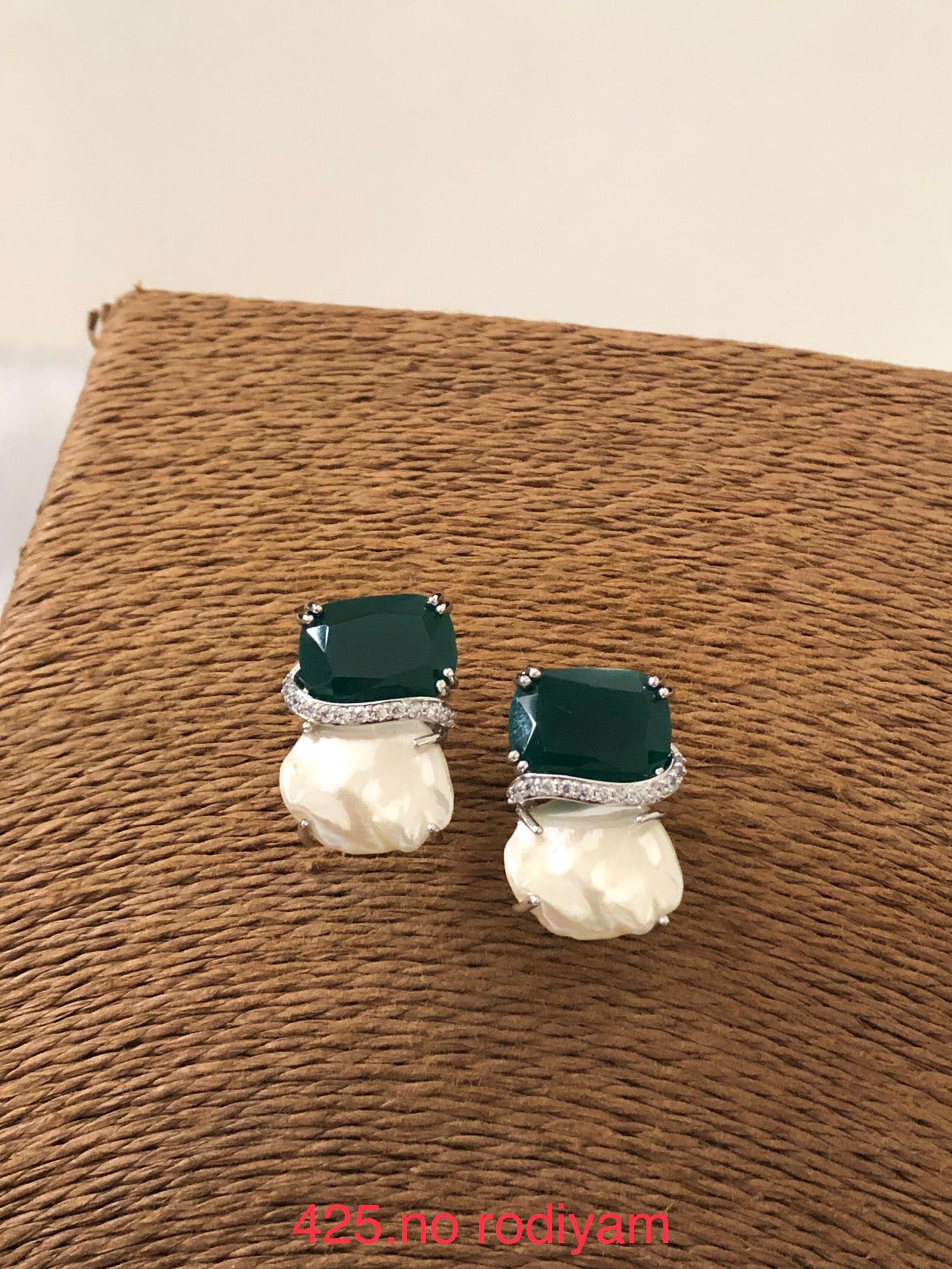 Emerald & Pearl Luxe Stud Earrings