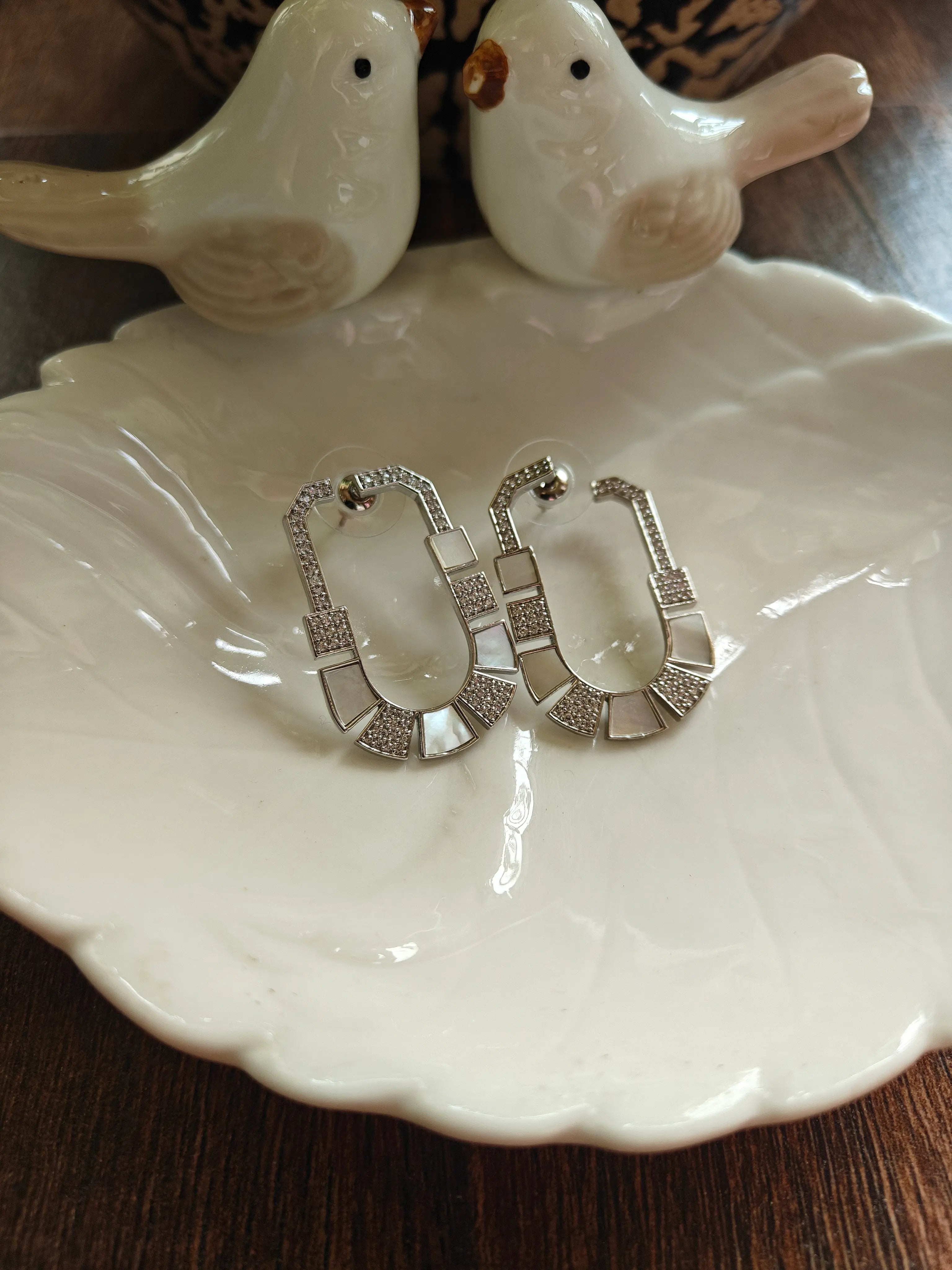 Quartz Arc Hoop Earrings