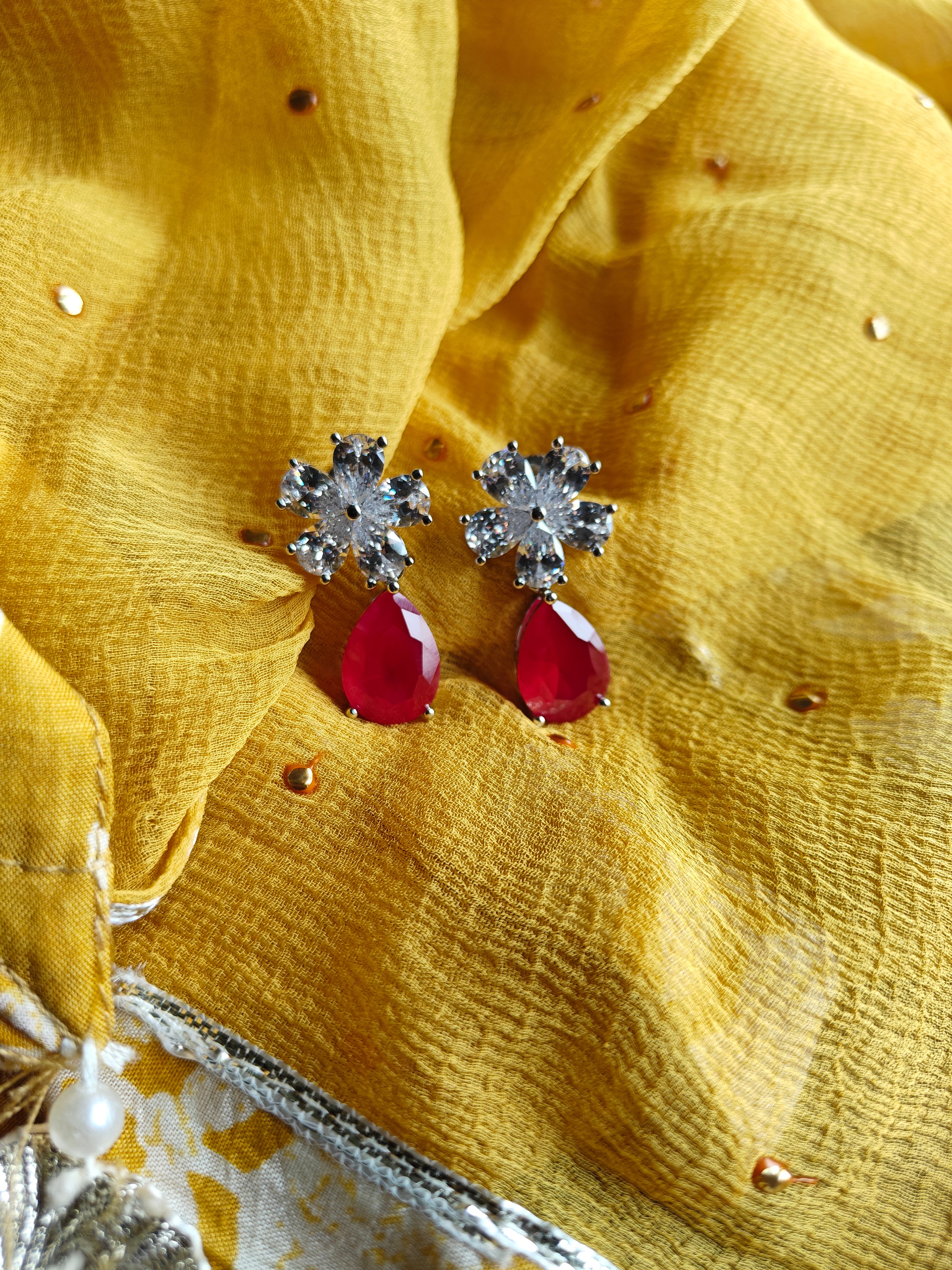 Ruby Bloom Drop Earrings