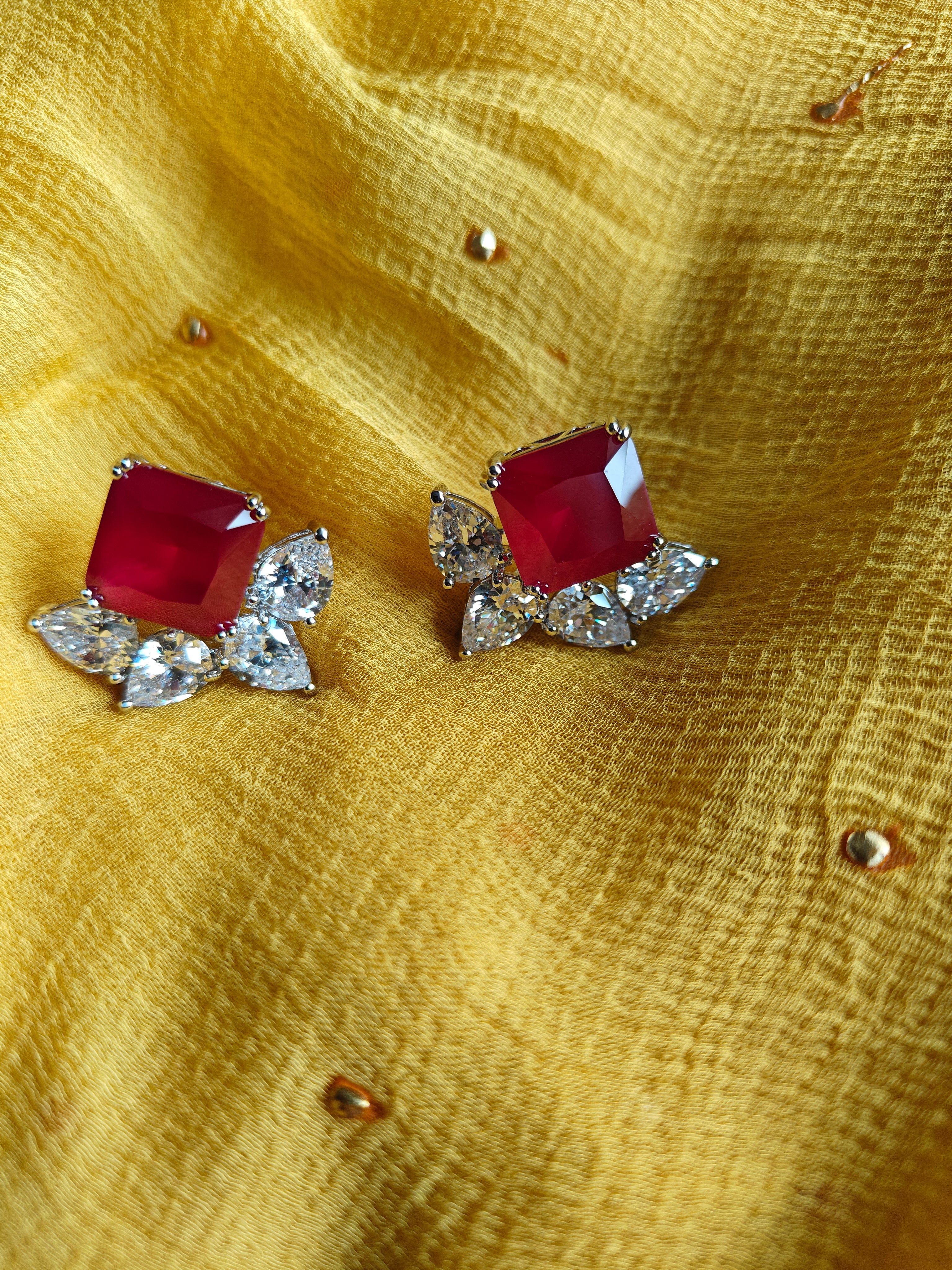 Regal Ruby Statement Stud Earrings