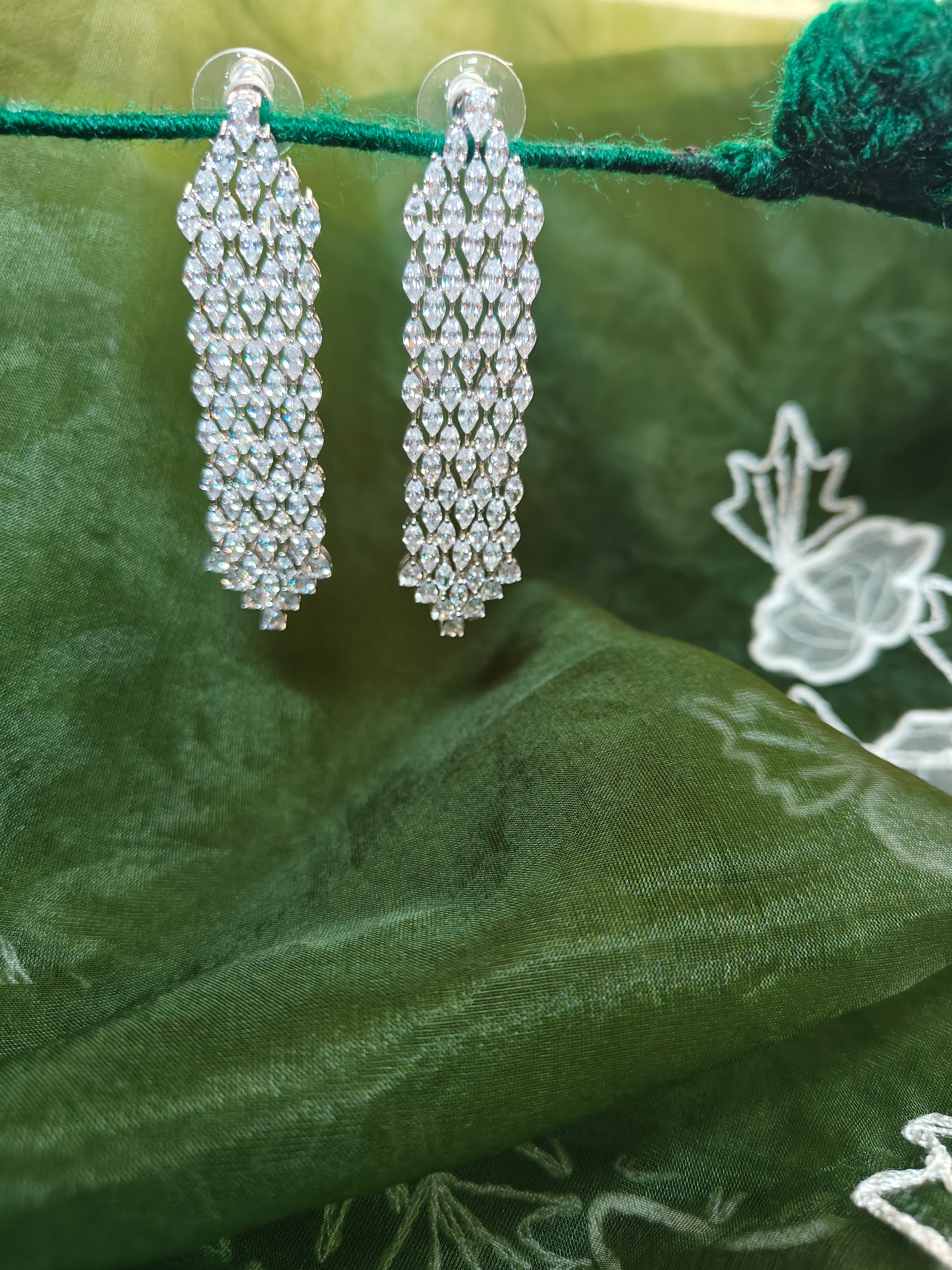 Crystal Cascade Tassel Earrings