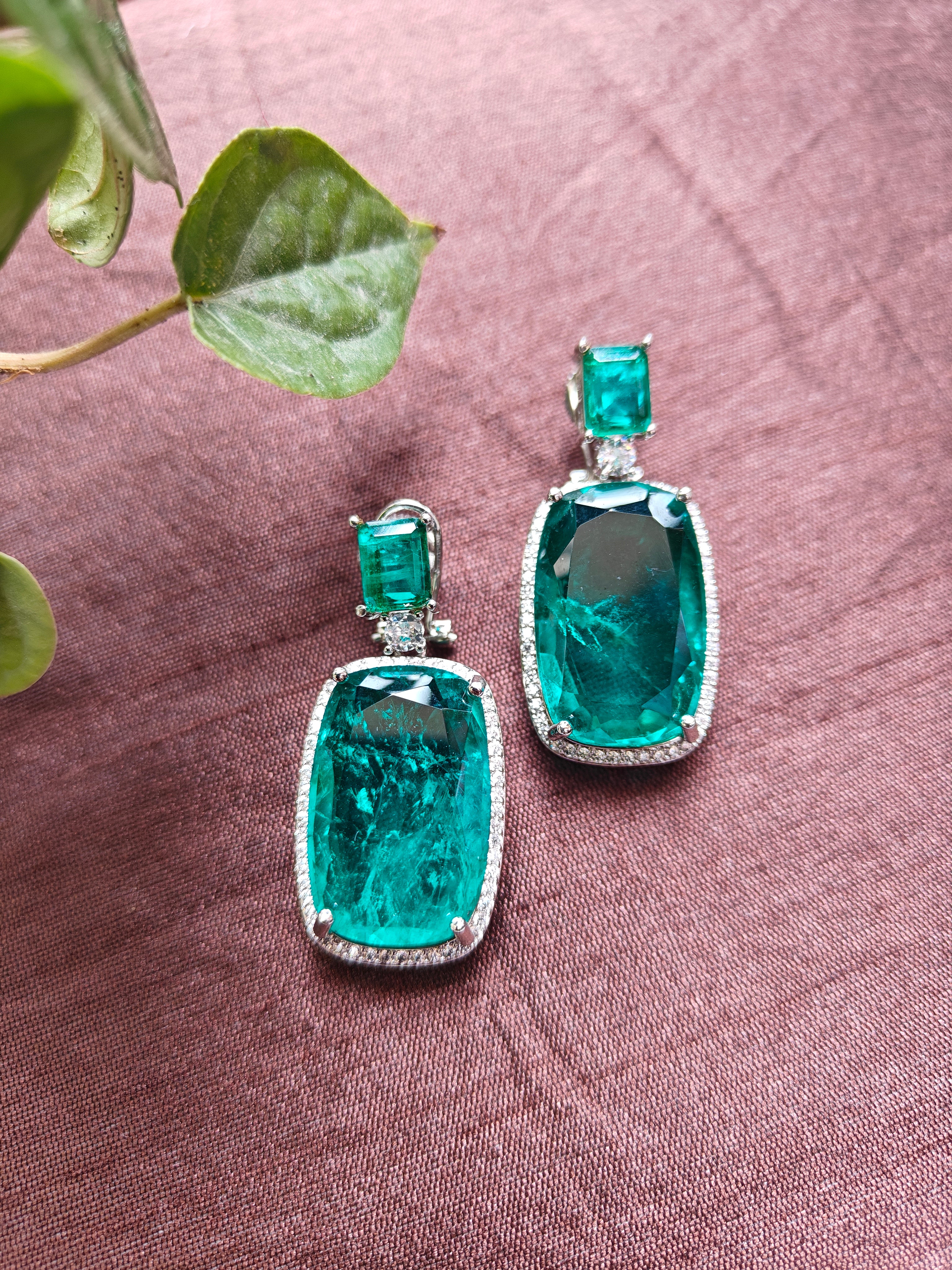 Emerald Royale Cushion Drop Earrings