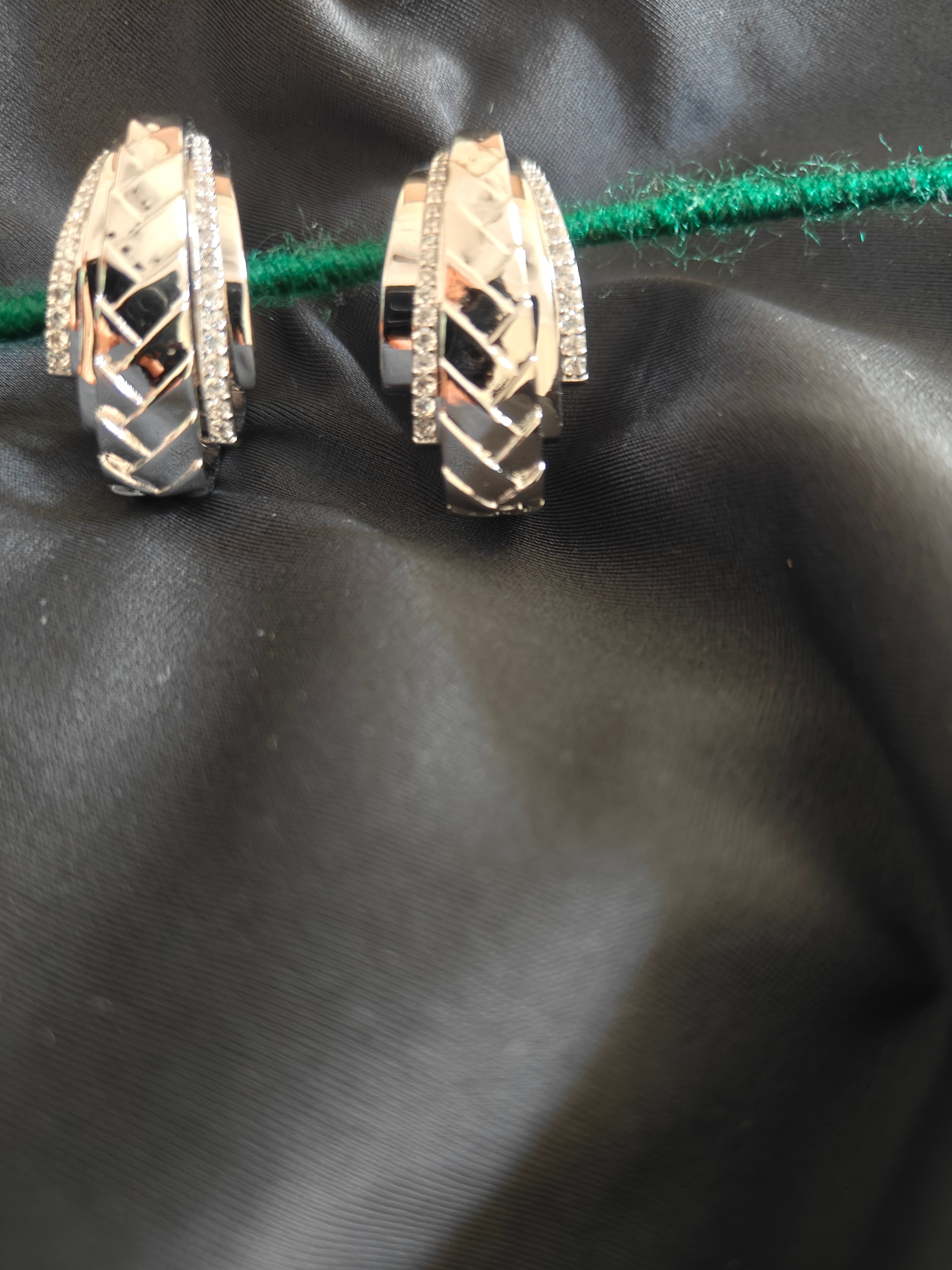 Lustre Weave Pavé Hoop Earrings