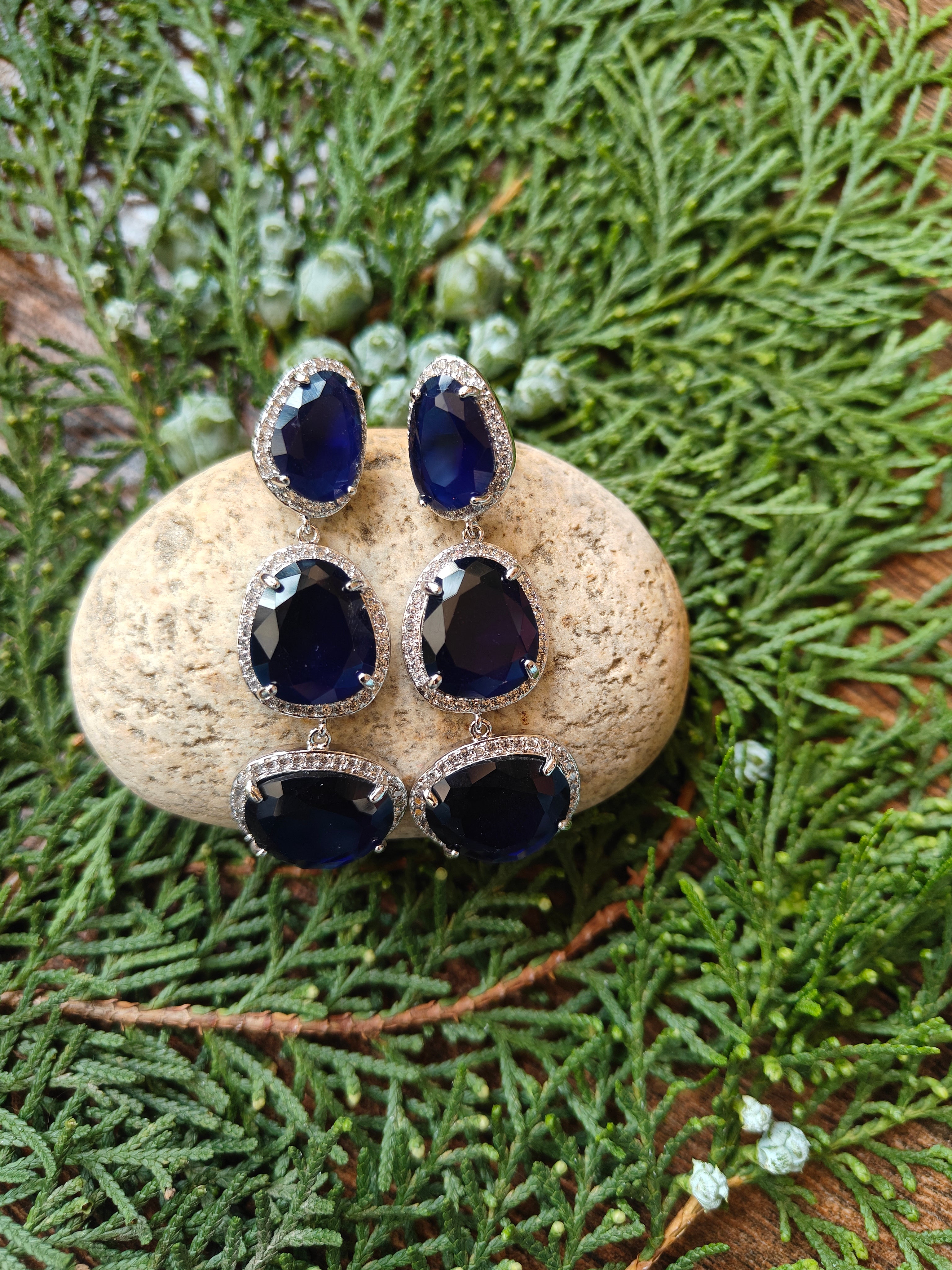 Midnight Sapphire Cascade Drop Earrings
