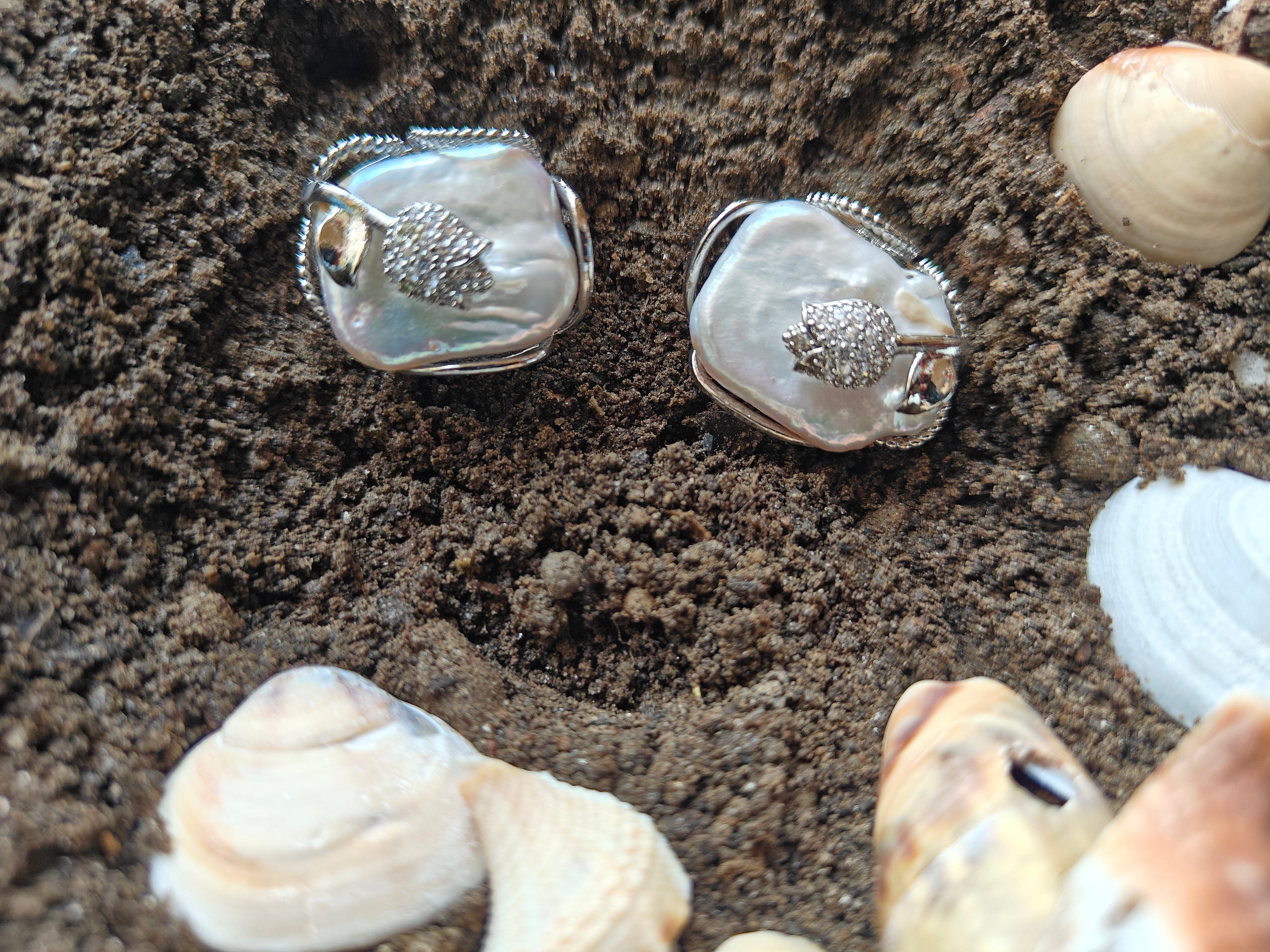 Coastal Pearl Shell Stud Earrings