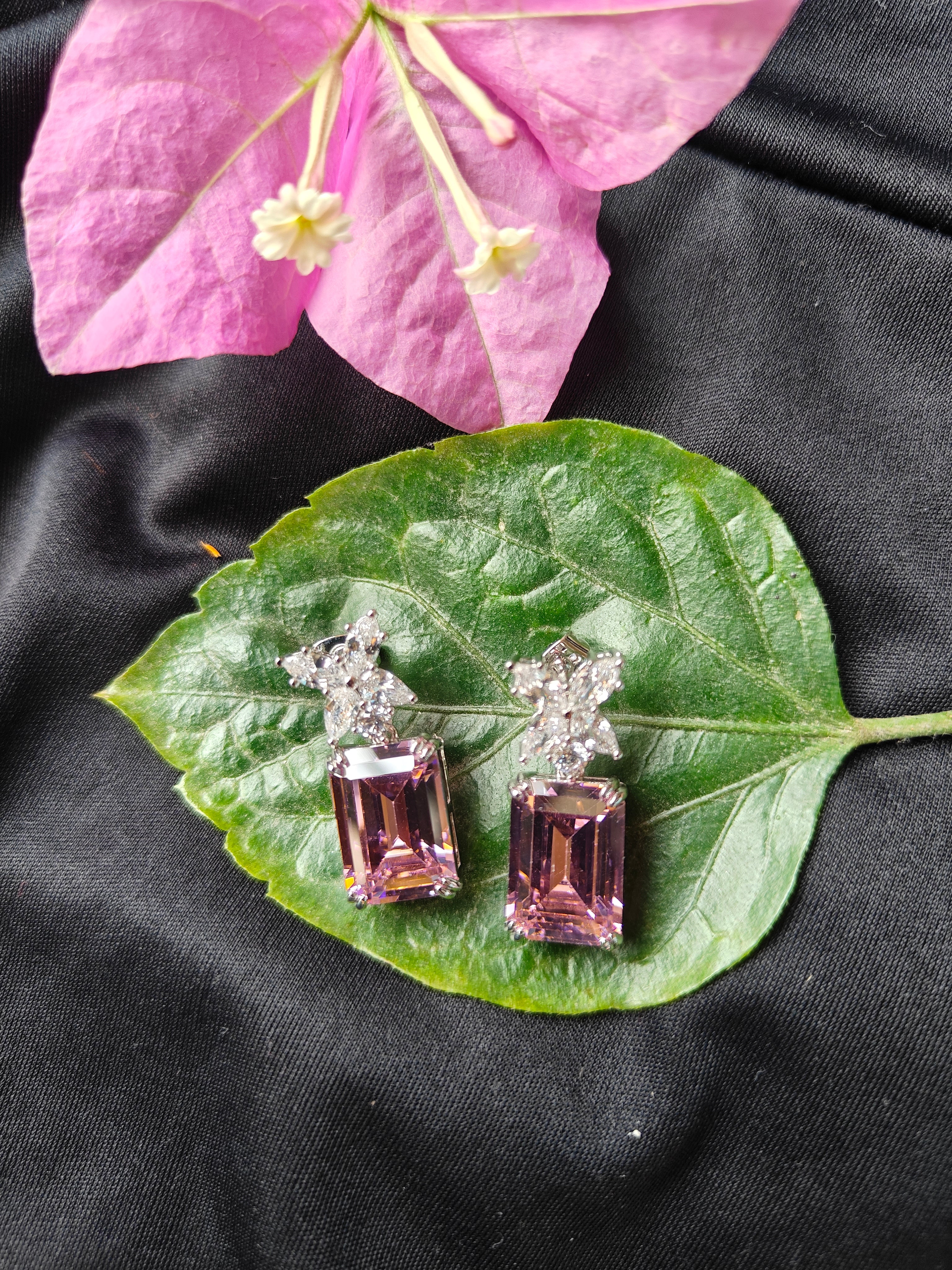 Blush Crystal Emerald-Cut Earrings