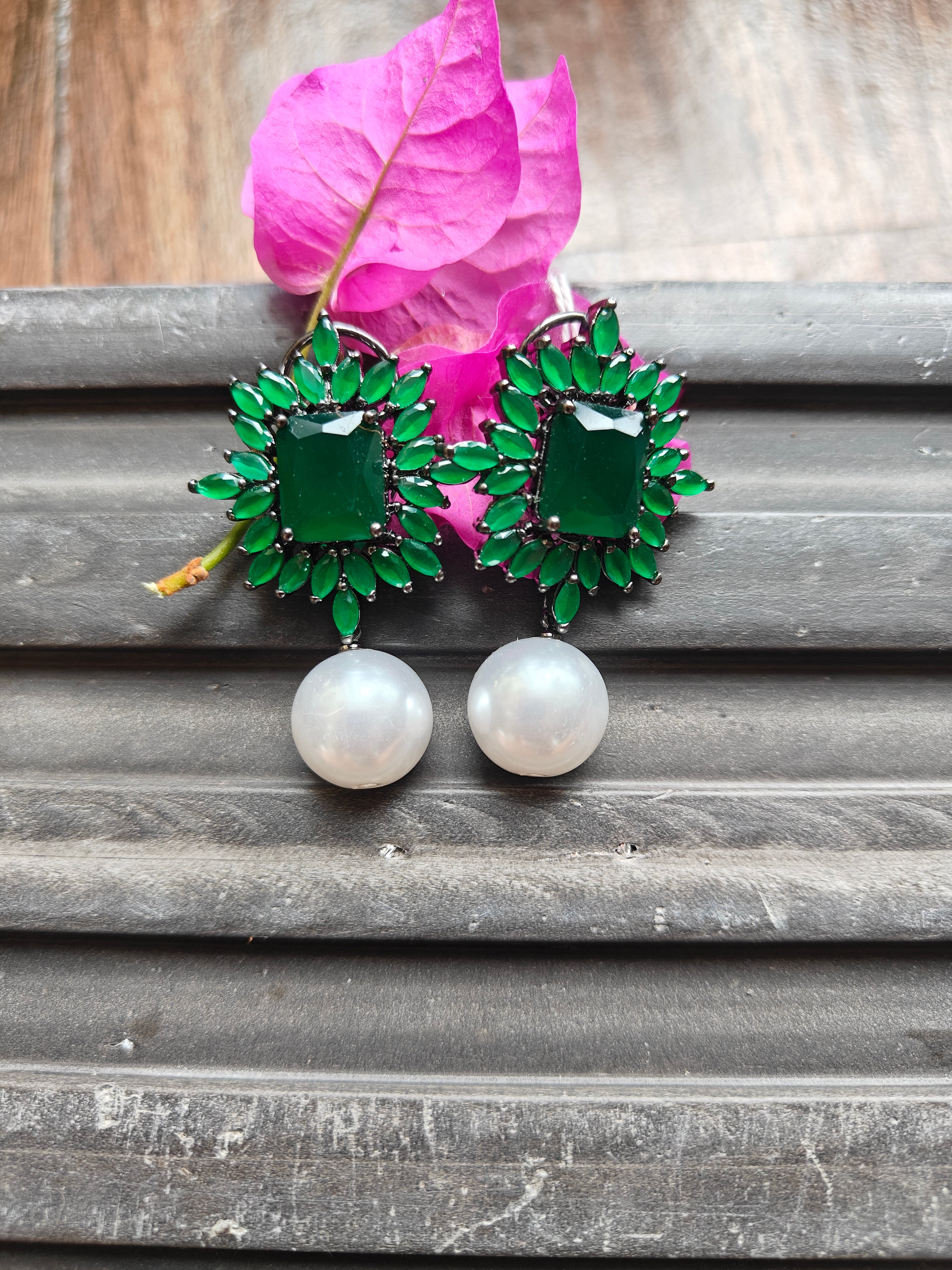 Regal Emerald Halo Earrings