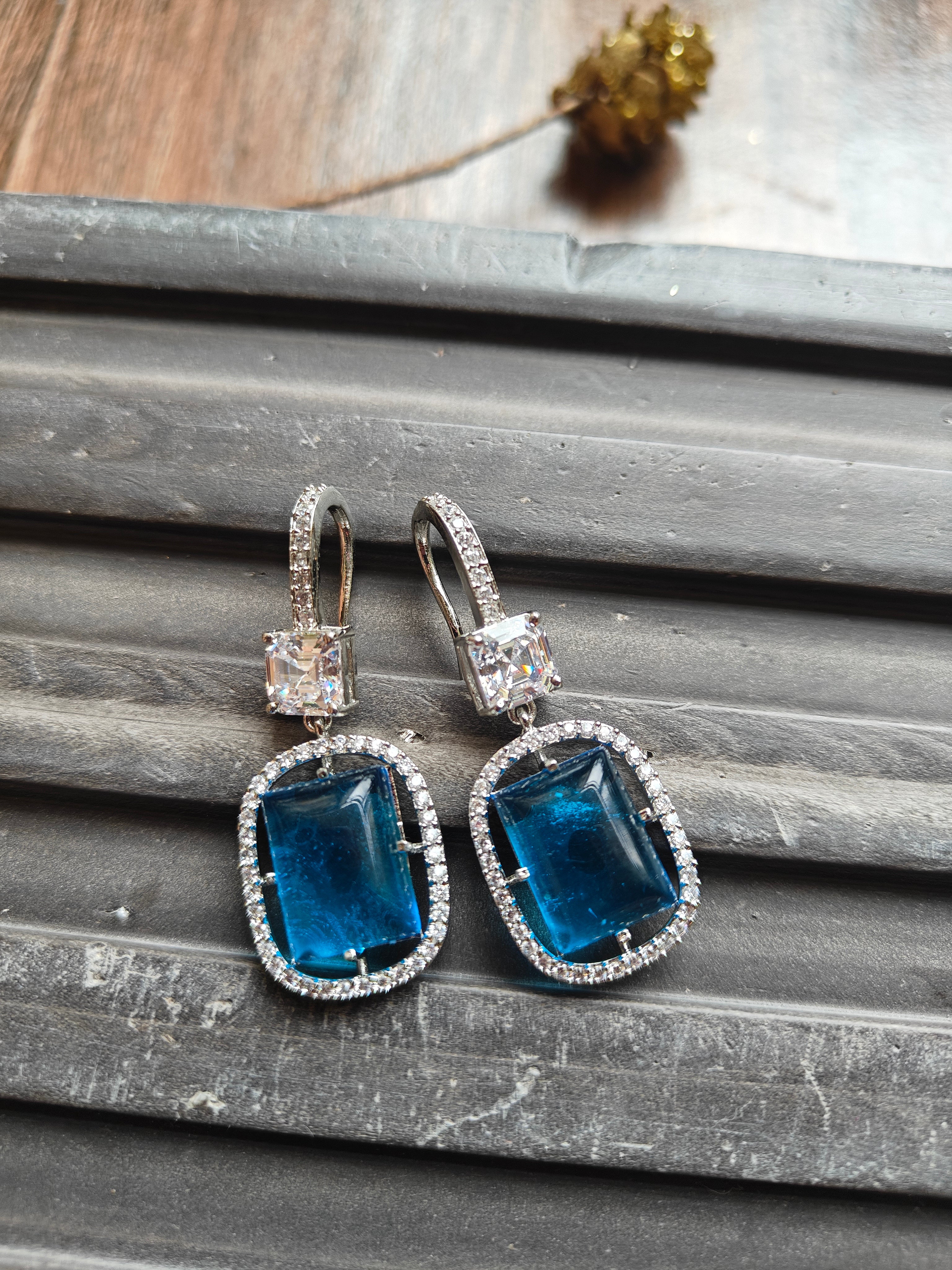 Sapphire Frame Statement Earrings