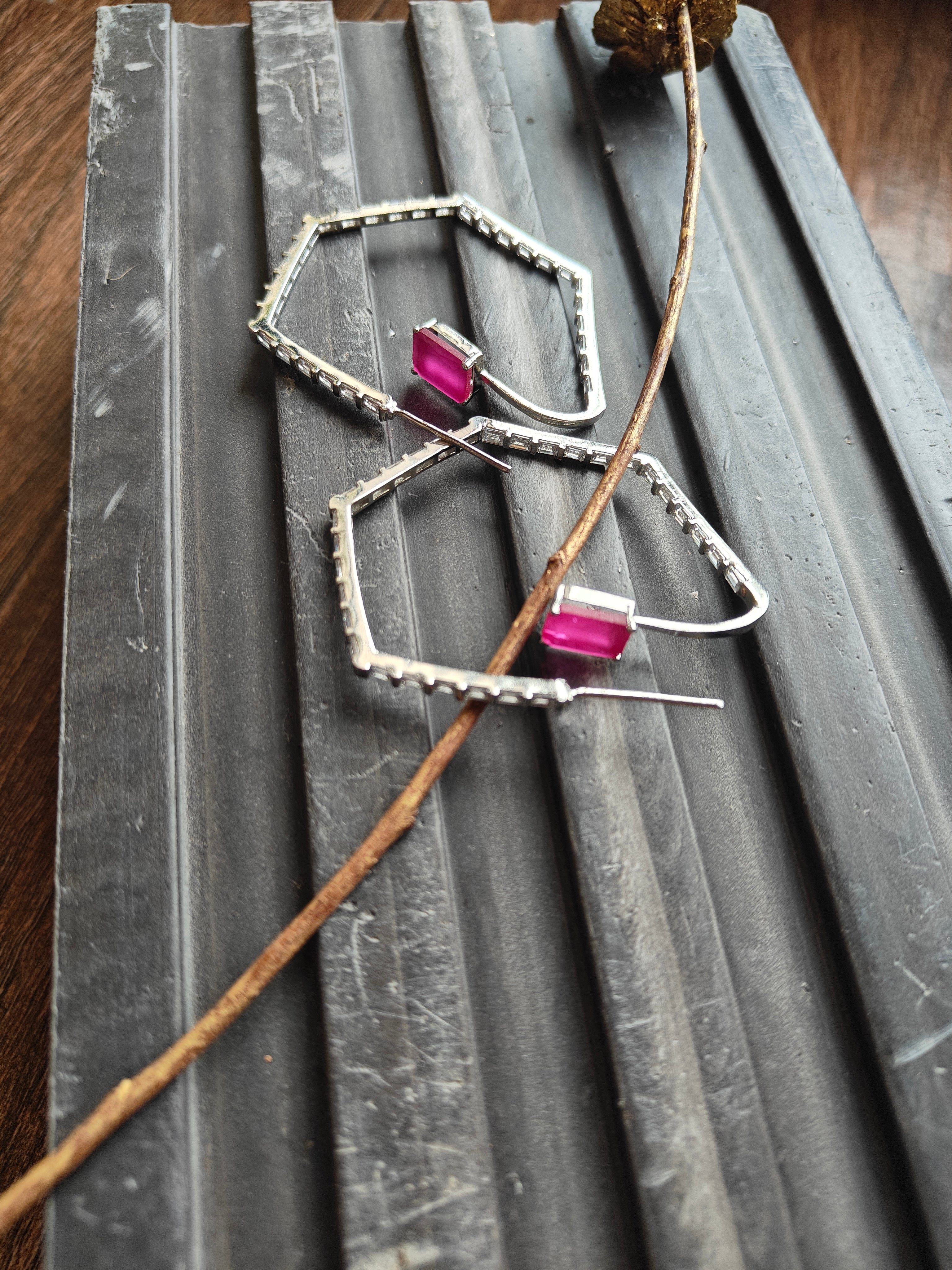 Ruby Edge Geometric Hoop Earrings