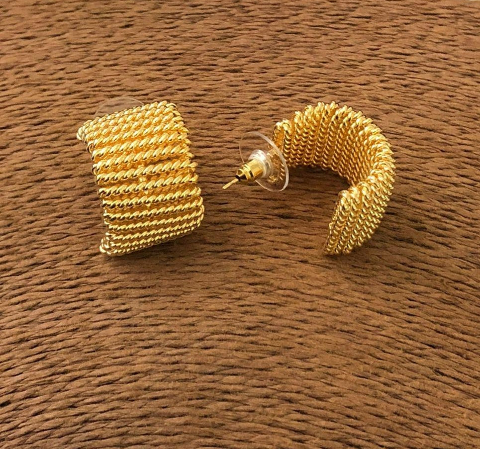 Textured Coil Gold Hoop Earrings