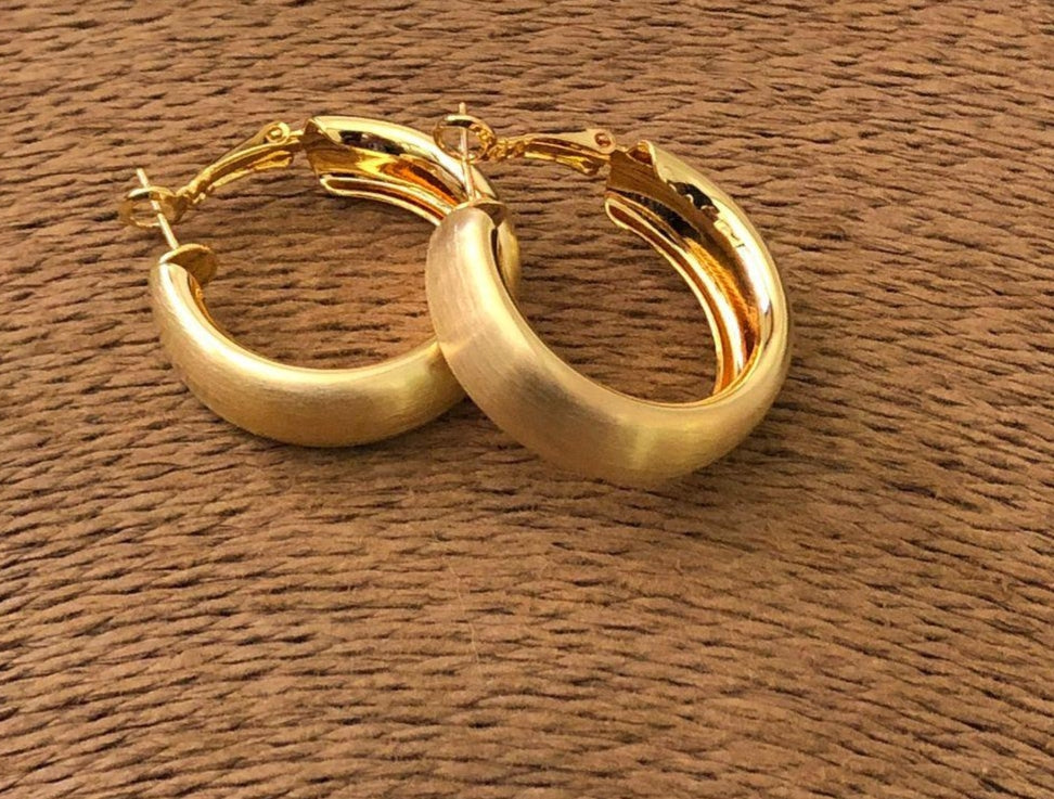 Brushed Gold Classic Hoop Earrings