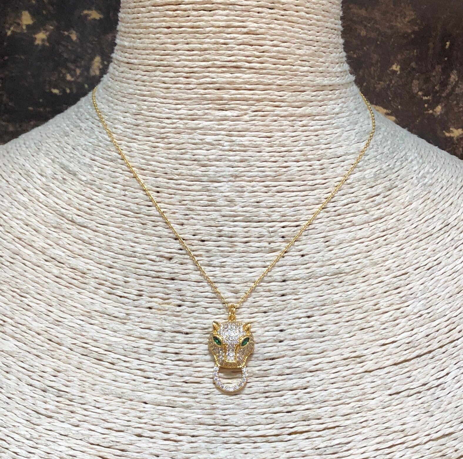 Regal Panther Head Pendant Necklace