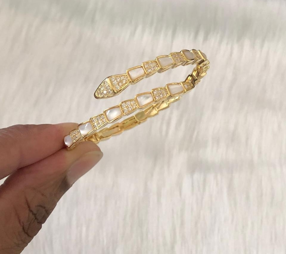 Snake-Inspired Mother-of-Pearl Bracelet