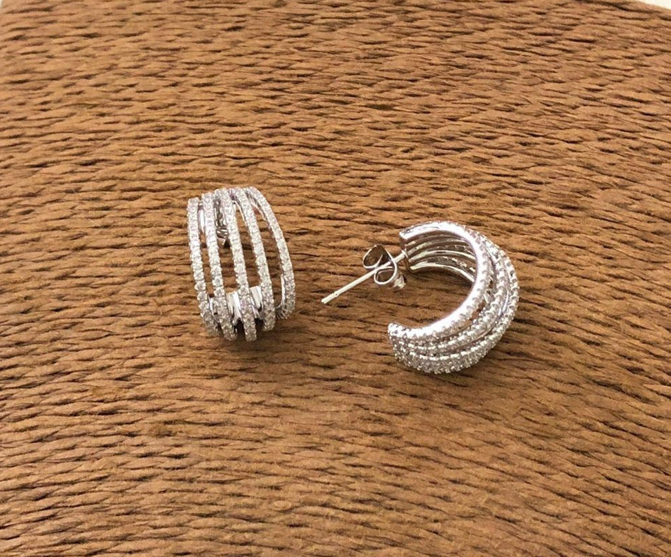 Silver Radiance Multi-Band Hoop Earrings