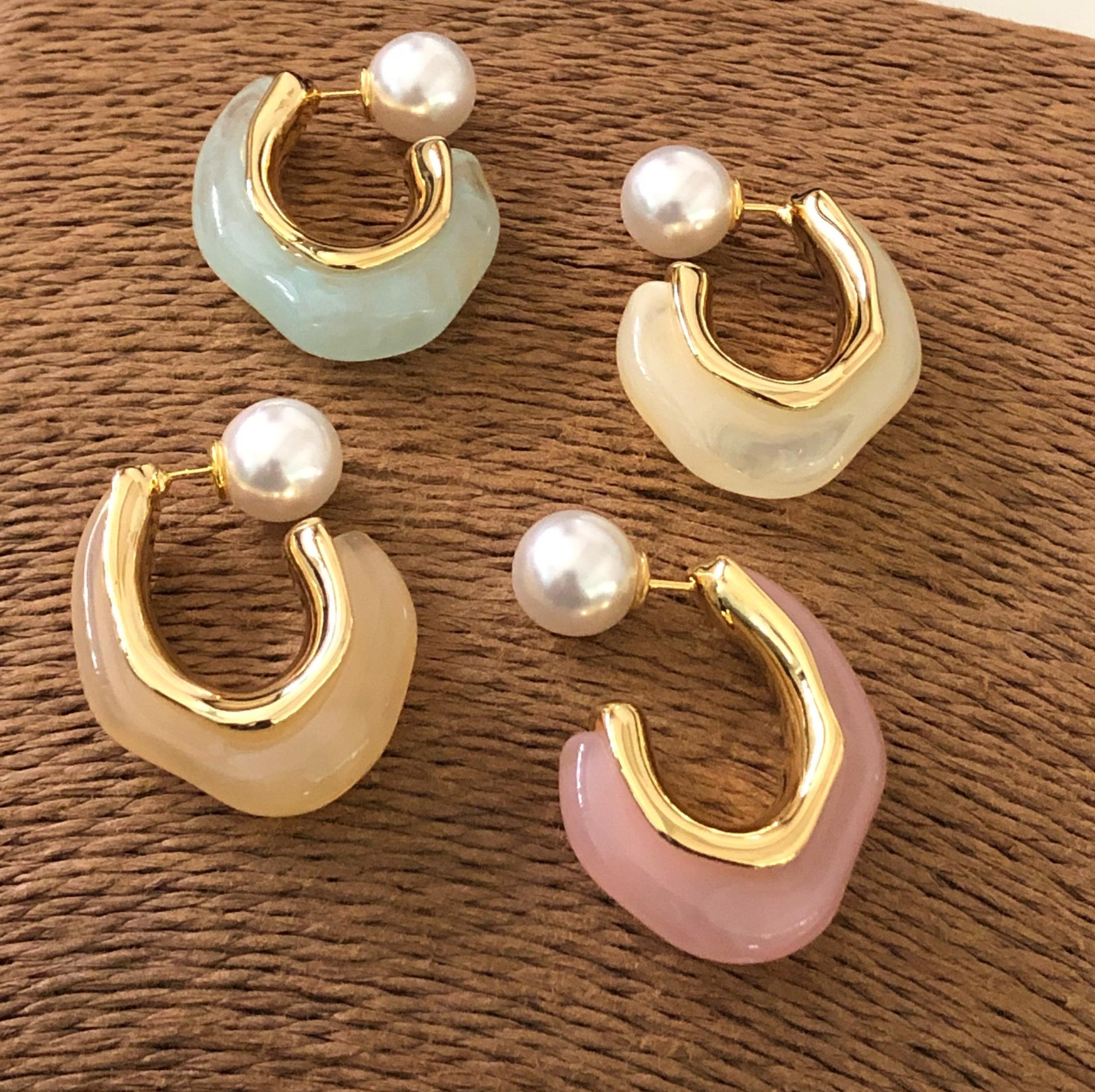 Hexa Edge Crystal Hoop Earrings (Colour Variants)