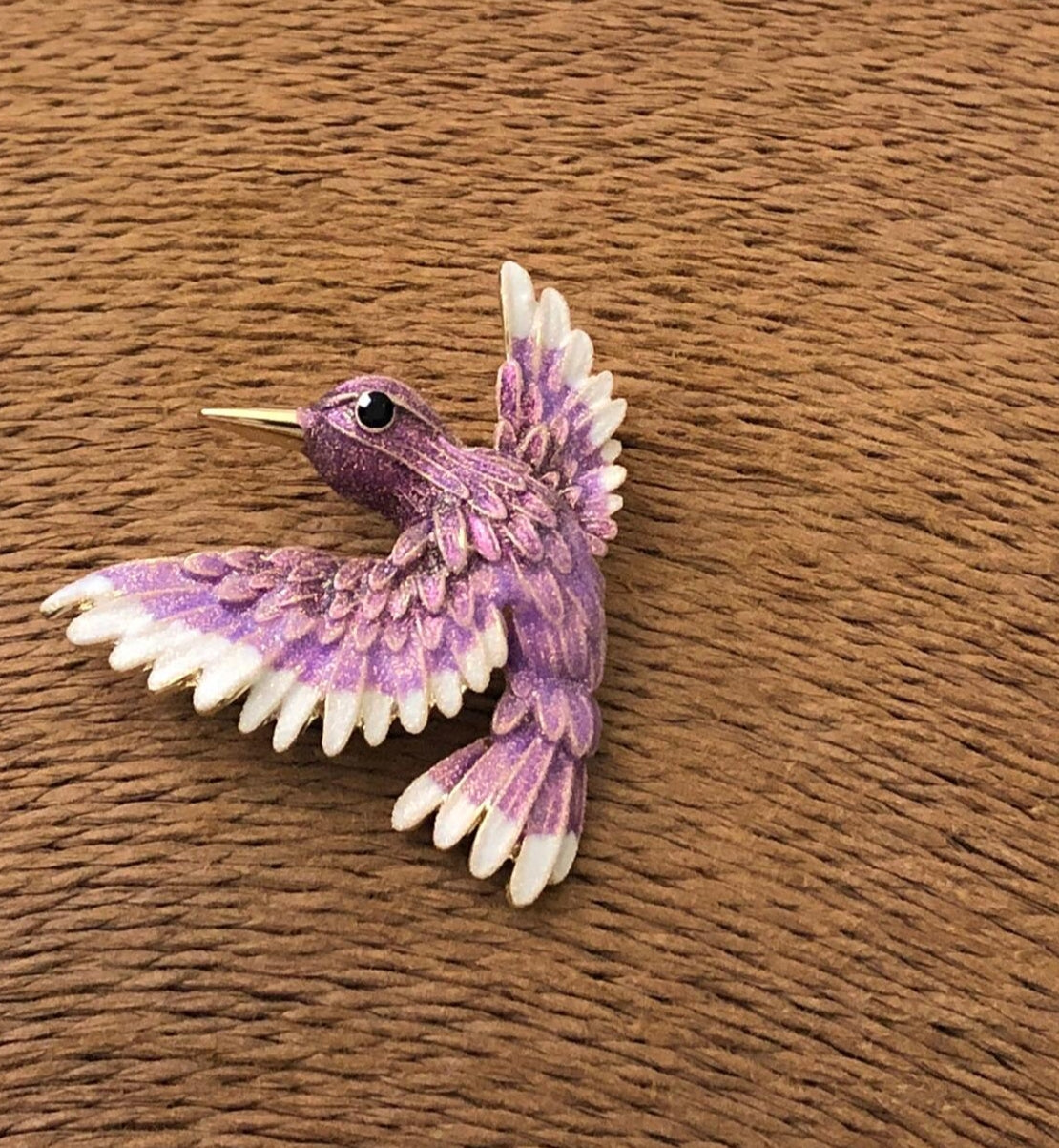 Purple Enamel Bird Brooch – Gold Polish