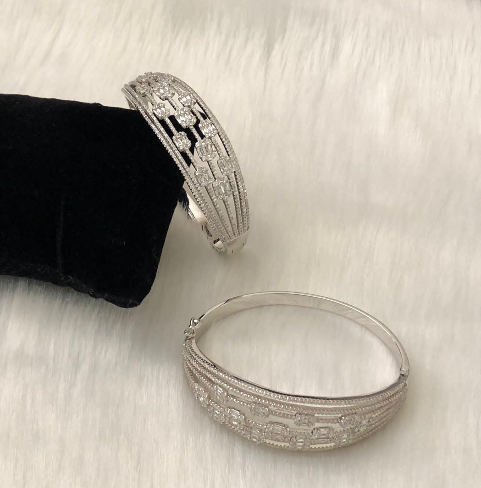 Silver Rodium Broad Bracelet