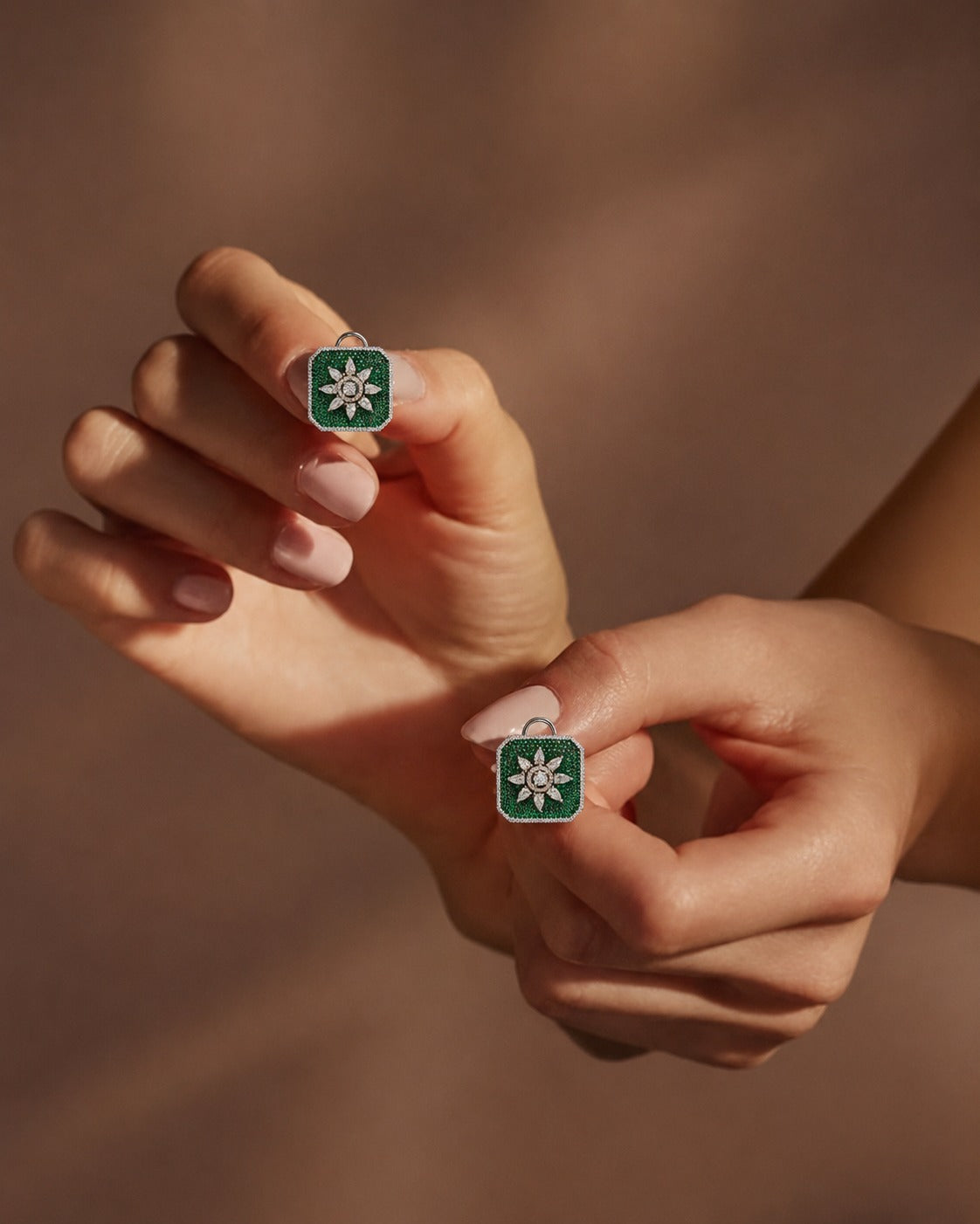 Emerald & Diamond Starburst Square Tops