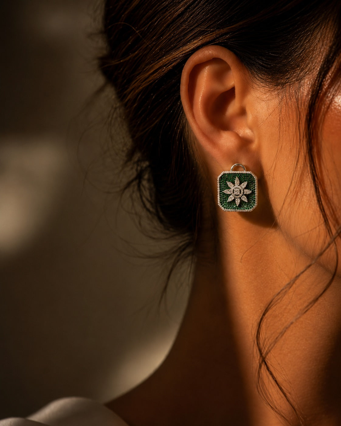Emerald & Diamond Starburst Square Tops