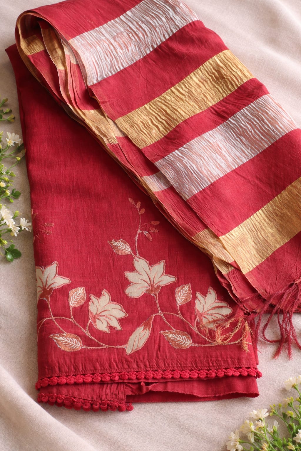 Chanderi suit with Applique work