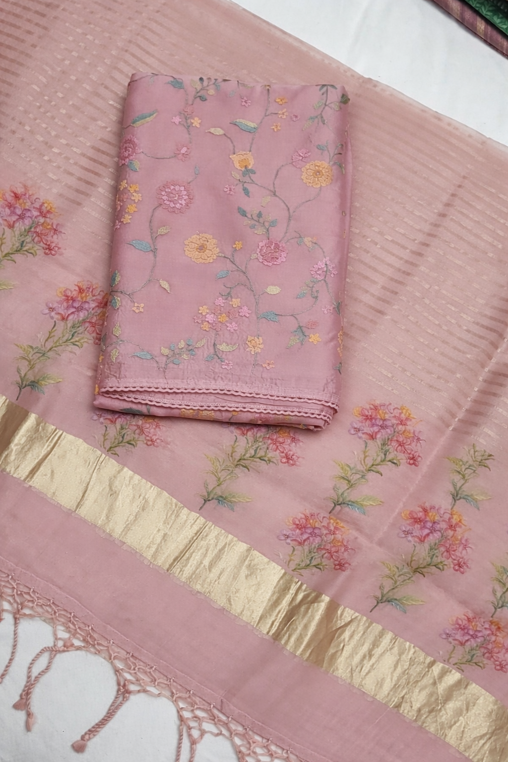 Pure organza embroidered suit